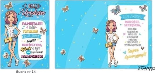 Stamp Gratulasjonskort Bueno B6 + Konvolutt Mønster Nr. 14 Bursdag