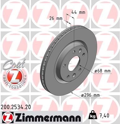 Bremseskive ZIMMERMANN 200.2534.20 Bremseskive ZIMMERMANN 200.2534.20