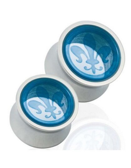 Piercing Plugg med Blå Lilje 14 mm