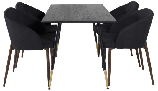 Venture Design Dipp & Arch spisegruppe Svart/svart 4 st stoler & bord 120 x 85 cm