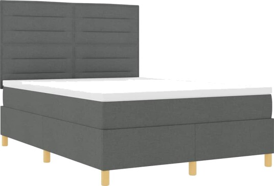  Box Spring Seng med madrass Mørkegrå 160x200 cm Stoff