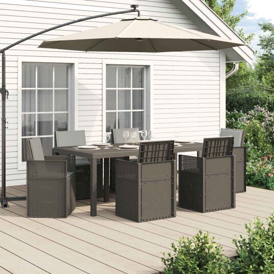 vidaXL Hage Spisegruppe med pute 7 pcs Lysegrå PP