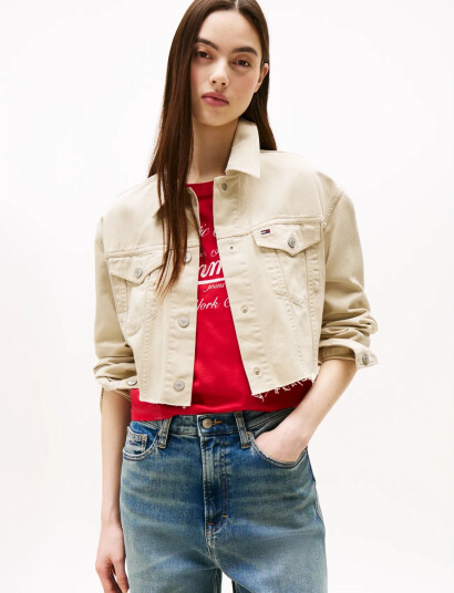 Tommy Jeans Tjw Flag Trucker Jacket Ext - Beige - M