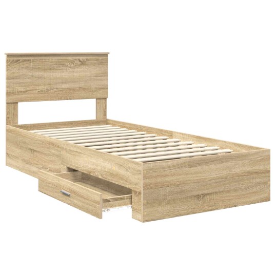  Sengestamme med skuff Sonoma eik 90 x 200 cm Konstruert tre