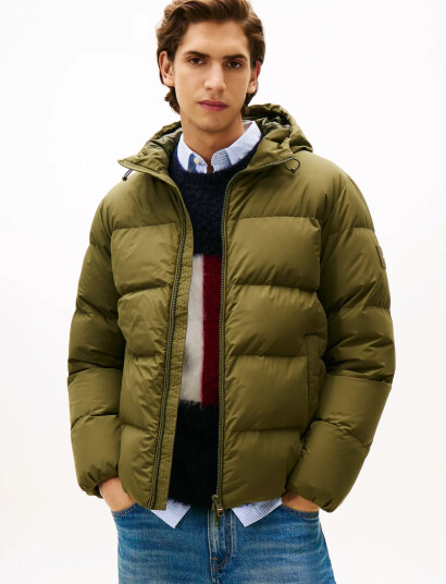 Tommy Hilfiger Down Hooded Puffer Jkt - Khaki green - L