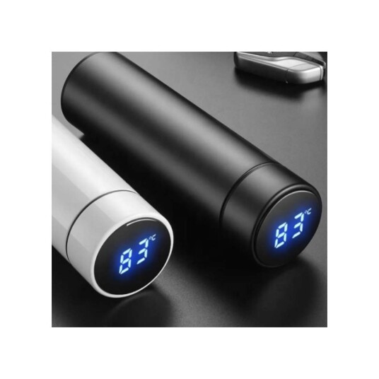 Herzberg termovakuumflaske i rustfritt stål med smart temperaturdisplay - 500 ml sølv Herzberg termovakuumflaske i rustfritt stål med smart temperaturdisplay - 500 ml sølv