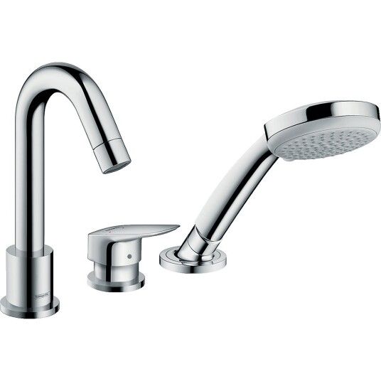 Hansgrohe Logis 3-hulls Karbatteri Til karkant, Krom Hansgrohe Logis 3-hulls Karbatteri Til karkant, Krom