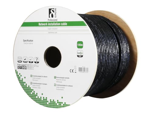 Deltaco S/FTP Cat 6a Nettverkskabel 100m Svart 10GBase-T