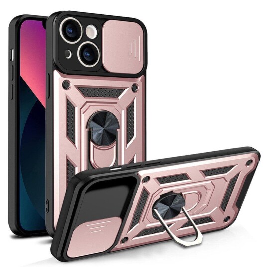 INCOVER iPhone 13 Bakdeksel med Magnetisk Kickstand Og Cam Slider - Rose Gold