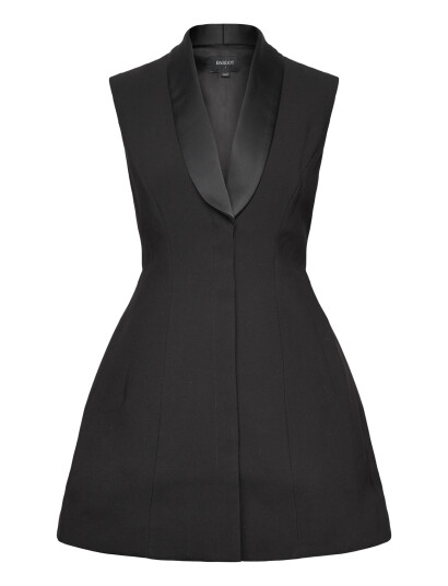 Bardot Destene Satin Lapel Mini Dress Black S Bardot Destene Satin Lapel Mini Dress Black S