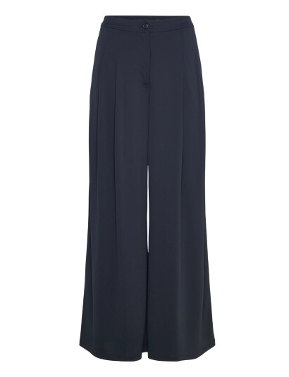 Lauren Ralph Lauren Pleated Stretch Jersey Wide-Leg Pant - Navy - 42