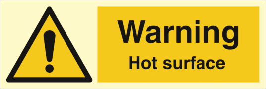 Warning - Hot surface  - Etterlysende Vinyl HI150 - 100 x 300 mm