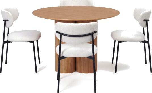 Juno spisegruppe rund 110 cm eik med 4 Lucy spisestoler   Eik