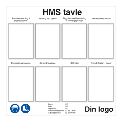 Jo Safety HMS tavle med rammer til byggeplassen Aluminium 950 x mm 6301035