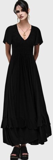 Killstar   Goth Lang kjole   Veil Of Dawn   Lilith Of The Night Maxi Dress   XS til L   Damer   svart