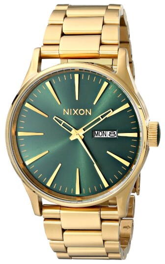 Nixon Herreklokke A3561919 00 The Sentry Grønn/Gulltonet stål Ø42
