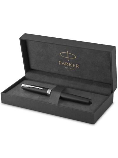 Parker Sonnet Rollerball Pen  Matte Svart Lacquer with Palladium Trim  Fine Point Svart Ink  Gift Box