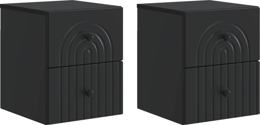  Vegghengt Nattbord 2 pcs Svart 33 x 34,5 x 40 cm Konstruert tre