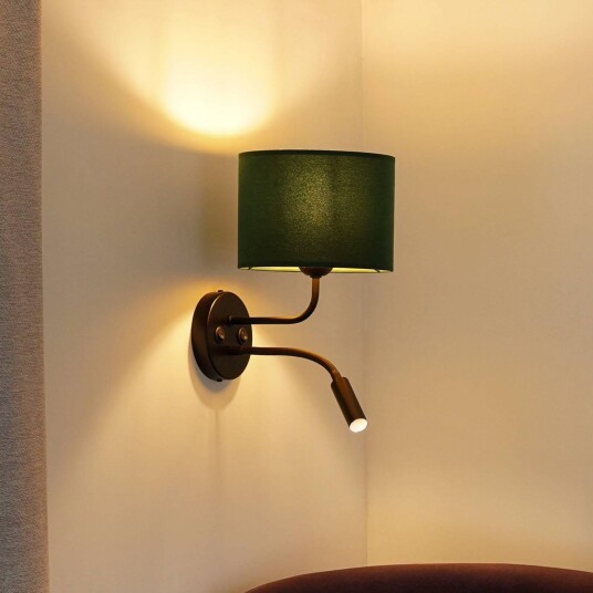 Duolla Vegglampe mørkegrønn fløyel svart med leselampe