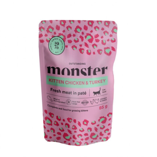 Monster Pet Food Monster Kitten Chicken & Turkey 85 G
