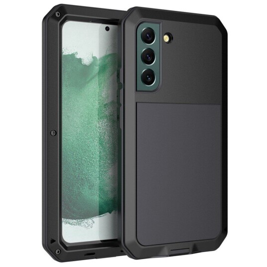 INCOVER Samsung Galaxy S21 FE (5G) Metall Silikon Hybrid Håndverker Deksel med Skjermbeskytter - Svart