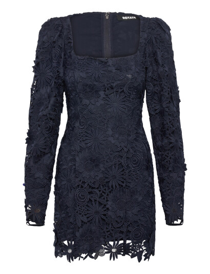 ROTATE Birger Christensen 3D Lace Ls Mini Dress Navy 34 ROTATE Birger Christensen 3D Lace Ls Mini Dress Navy 34