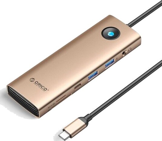 ORICO PW11 9-i-1 USB-C 2x USB-A 3.0 USB-C 3.0 HDMI 4K 2,5G Ethernet PD 100 W SD/microSD 3,5 mm lyd roségull PW11-9P25R-RG-EP ORICO PW11 9-i-1 USB-C 2x USB-A 3.0 USB-C 3.0 HDMI 4K 2,5G Ethernet PD 100 W SD/microSD 3,5 mm lyd roségull PW11-9P25R-RG-EP