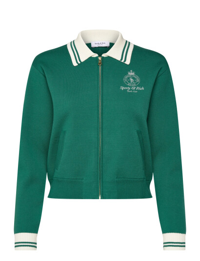 Sporty & Rich Crown Tennis Zipped Cardigan Green XS
