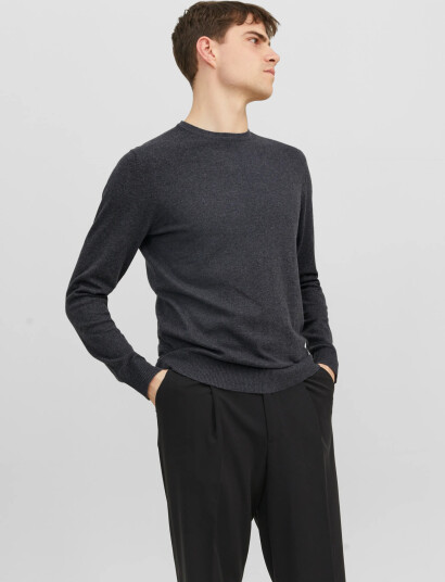 Jack & Jones Jjeemil Knit Crew Neck Noos - Grey - XXL Jack & Jones Jjeemil Knit Crew Neck Noos - Grey - XXL
