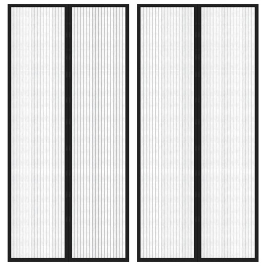 Insektsgardiner for dør 2 stk med magnetblokker svart 220x110cm