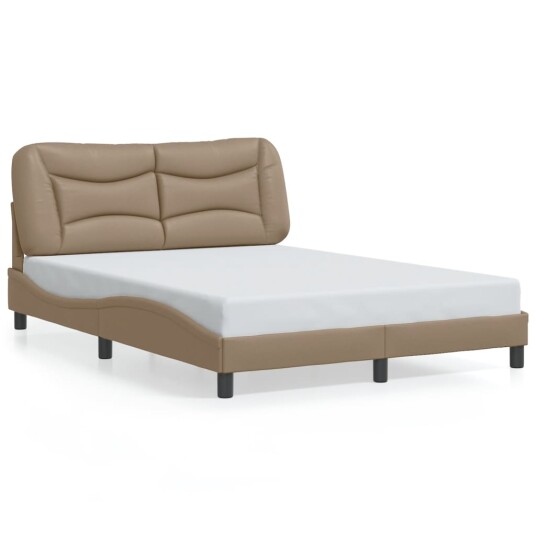 Sengeramme med LED-lys cappuccino 140x200 cm kunstig lær 8721012356535
