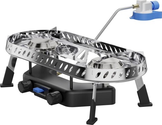 Campingaz Camp & Trek Twin Connect Campingkomfyr Sølv/Sort 2 Kokeplater 2X 2 Kw For Cv470 Plus