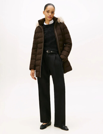 Tommy Hilfiger Mw Down Slim Coat With Fur Brown XL Tommy Hilfiger Mw Down Slim Coat With Fur Brown XL