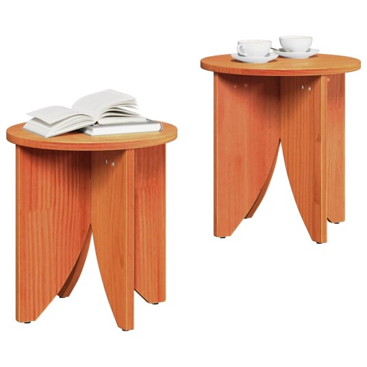 Kaffebord Sett 2 pcs Voksbrun 41,5 x 41,5 x 44 cm