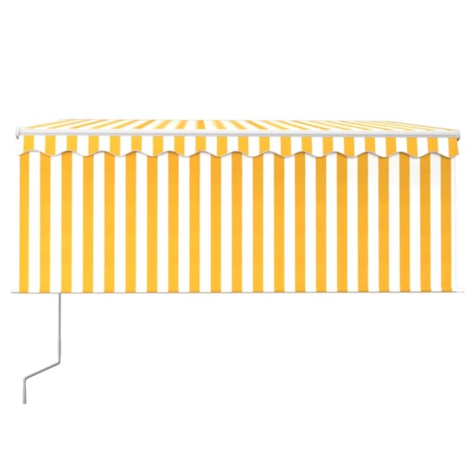 vidaXL Automatisk markise rullegardin LED vindsensor 3x2,5 m gul hvit
