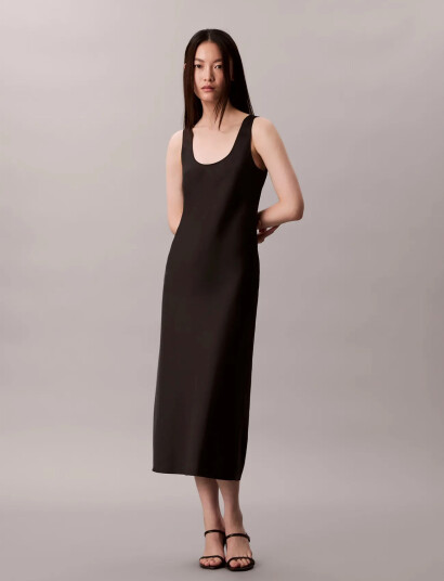 Calvin Klein Matte Shine Satin Hero Slip Dres Black S