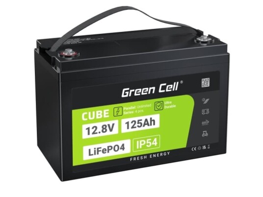 Green Cell Green Cell CUBE LiFePO4 125Ah 12,8V 1600Wh Litiumjernfosfatbatteri for RV Solar Off Grid Båt