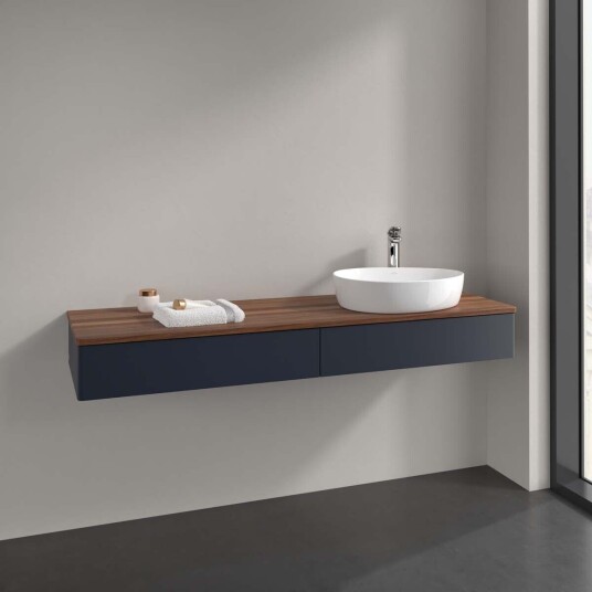 Villeroy & Boch  Antao Servantskap med 2 skuffer 160x50x19 cm m/lys Blå Matt/Valnøtt