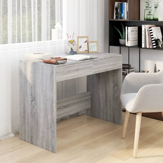 vidaXL Skrivebord grå sonoma eik 101x50x76,5 cm sponplate vidaXL Skrivebord grå sonoma eik 101x50x76,5 cm sponplate