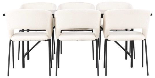 Venture Design Astrid & Day spisegruppe Offwhite/svart 6 stoler & bord 200 x 90 cm