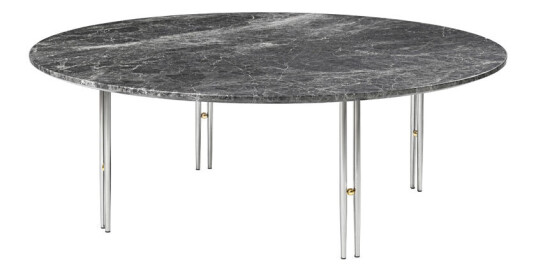 Gubi IOI sofabord grey emperador marble, ø110, kromstativ