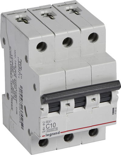 Legrand 4 stk RX³ MCB automatsikring C10 3P 3M 6kA