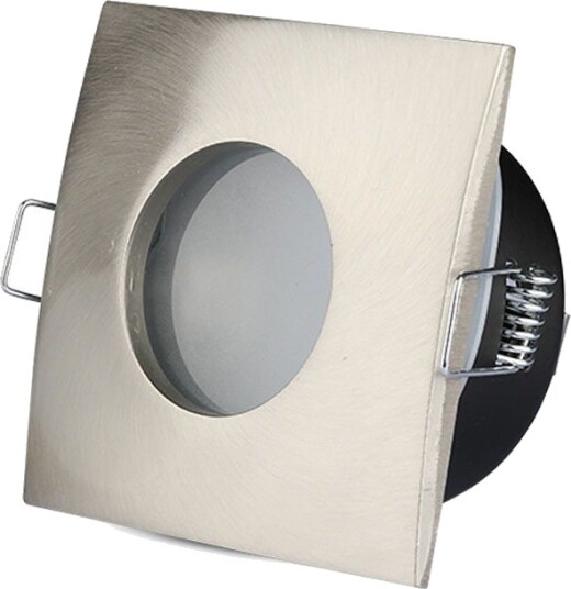 V Tac GU10 innfellingsspot kvadratisk Satin nikkel IP54 våtrom Hull: Ø7,5 cm Mål: 8,4 x 8,4 cm V Tac GU10 innfellingsspot kvadratisk Satin nikkel IP54 våtrom Hull: Ø7,5 cm Mål: 8,4 x 8,4 cm