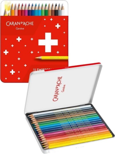 Caran d'Ache Swisscolor fargeblyanter 18 farger i metallskrin Caran d'Ache Swisscolor fargeblyanter 18 farger i metallskrin