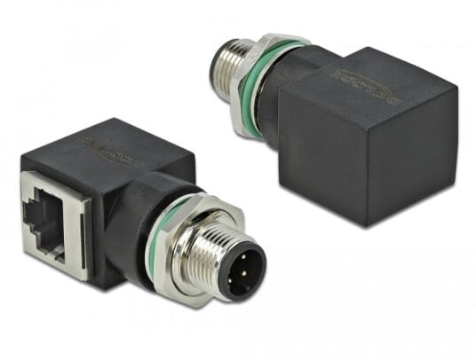 Delock 4-pinners M12 D-kodet Nettverksadapter til RJ45 - Cat 5E - Svart