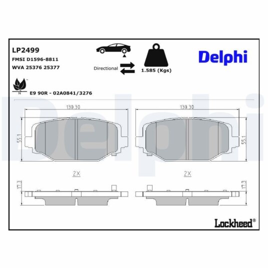 Bremseklosser DELPHI LP2499 Bremseklosser DELPHI LP2499