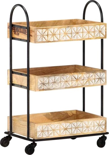  Kjøkkenvogn 3 etasjer 46x30x76 cm heltre mango 289093