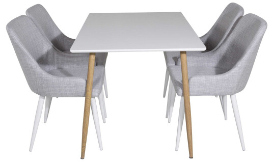 Venture Design Polar & Plaza spisegruppe Hvit/grå 4 st stoler & bord 120 x 75 cm