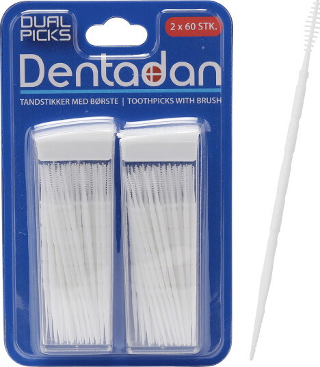 Dentadan Dual Picks Plast tannpirkere med børste for mellomrom 120 pcs. Dentadan Dual Picks Plast tannpirkere med børste for mellomrom 120 pcs.