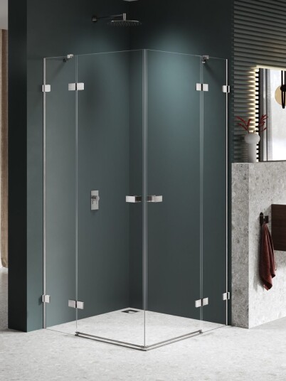 AVEXA Dusjhjørne | To svingdører og to sidevegger | Børstet Nikkel Nickel Brushed 100x90x200